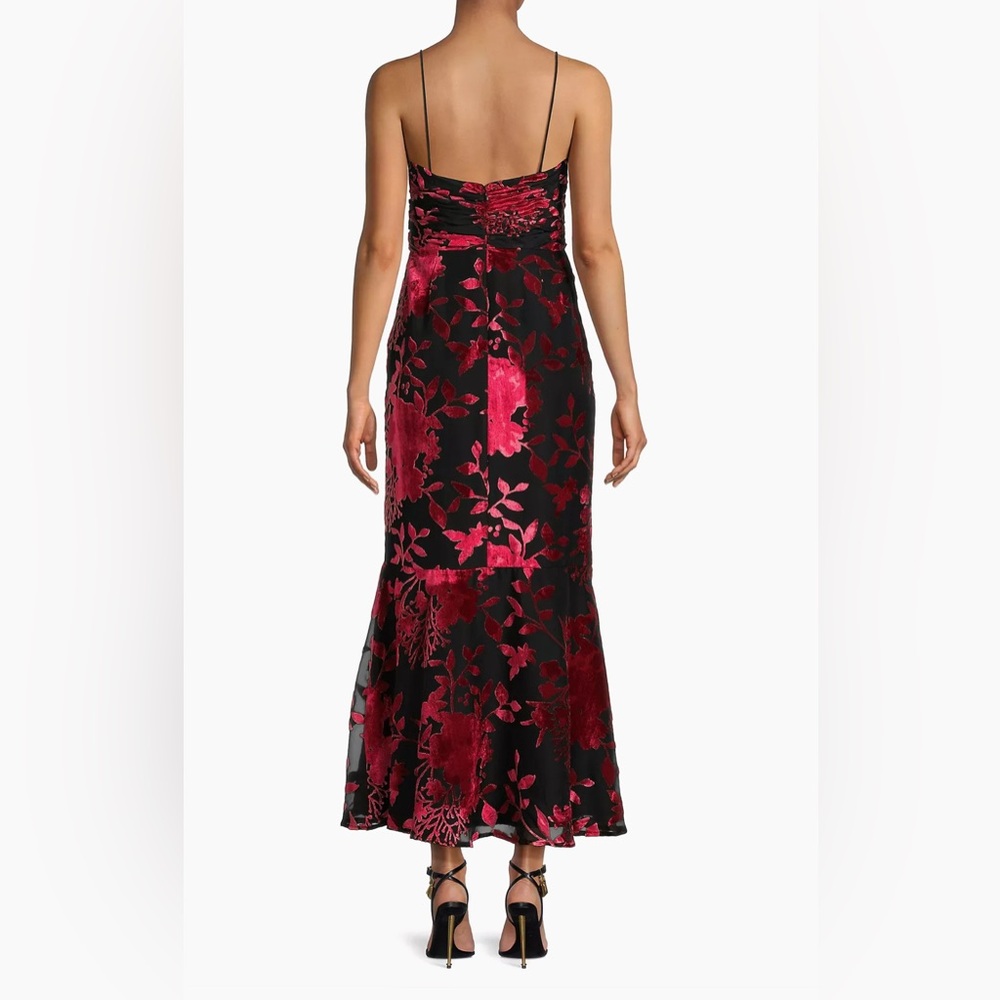 Hutch Floral Velvet Ruched Midi Dress - Picture 4 of 5